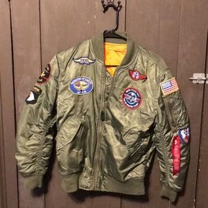 Alpha Industries olive bomber jacket